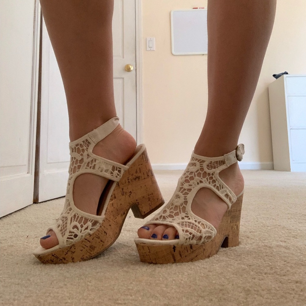 White crochet wedges